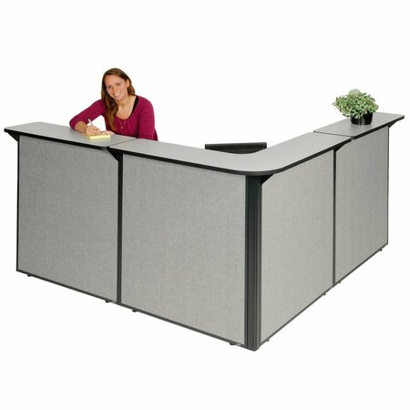 INTERION BY GLOBAL INDUSTRIAL Interion L-Shaped Reception Station, 80inW x 80inD x 44inH, Gray Counter, Gray Panel 249009GG